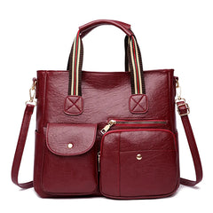 Autumn Winter PU Texture Hand Bag Leather Shoulder Bag Tote Girl