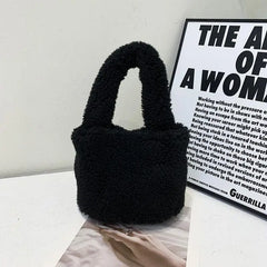 Soft Lambswool Women's Tote Bag Furry Plush Clutch Bag