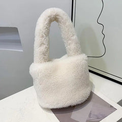 Soft Lambswool Women's Tote Bag Furry Plush Clutch Bag