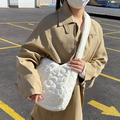 Autumn Winter Cloud Pleated Big Bag Woman Leisure Dumpling Quilted Crossbody