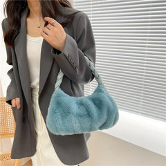 Plush Woven Handbags Women All-match Shoulder Bags