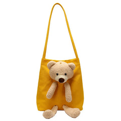 Autumn Bear Bag Women Net Red Canvas One Shoulder Tote Bag