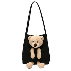 Autumn Bear Bag Women Net Red Canvas One Shoulder Tote Bag
