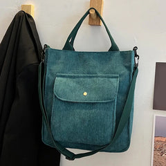 Corduroy Shopper Bag for Women Canvas Shoulder Tote Bag