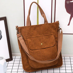 Autumn Corduroy Shoulder Tote Bag for Women