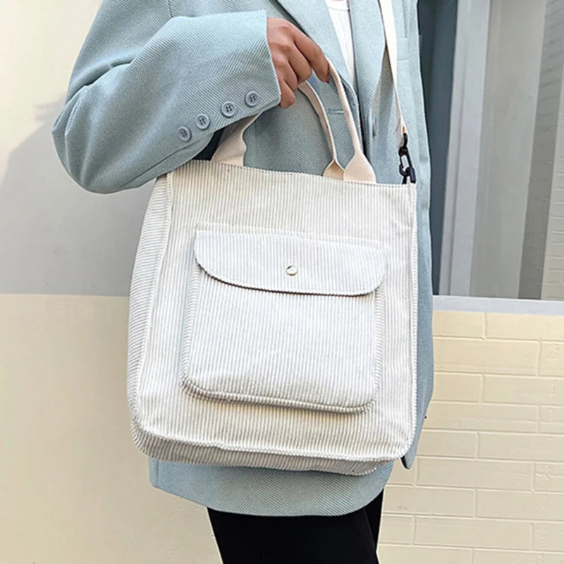Autumn Corduroy Shoulder Tote Bag for Women