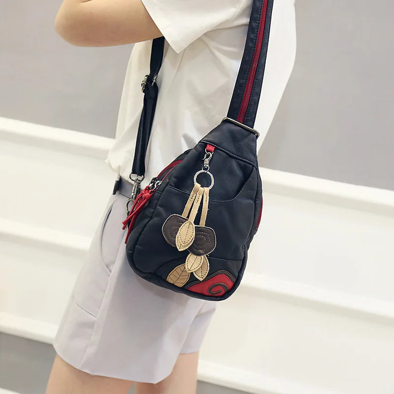 Autumn Backpack Ladies 2021 New Chest Bag Soft Leather Mini Messenger Bag