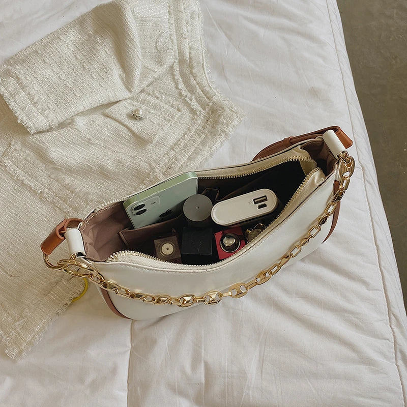 Autumn Texture Chain Bag Leather Armpit Handbag Girl Shoulder Wallet