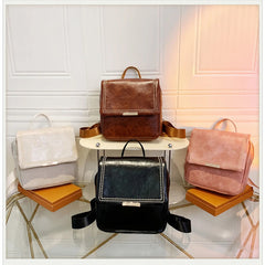 Autumn Retro Backpack Shoulder Bags for Women PU Leather Knapsack