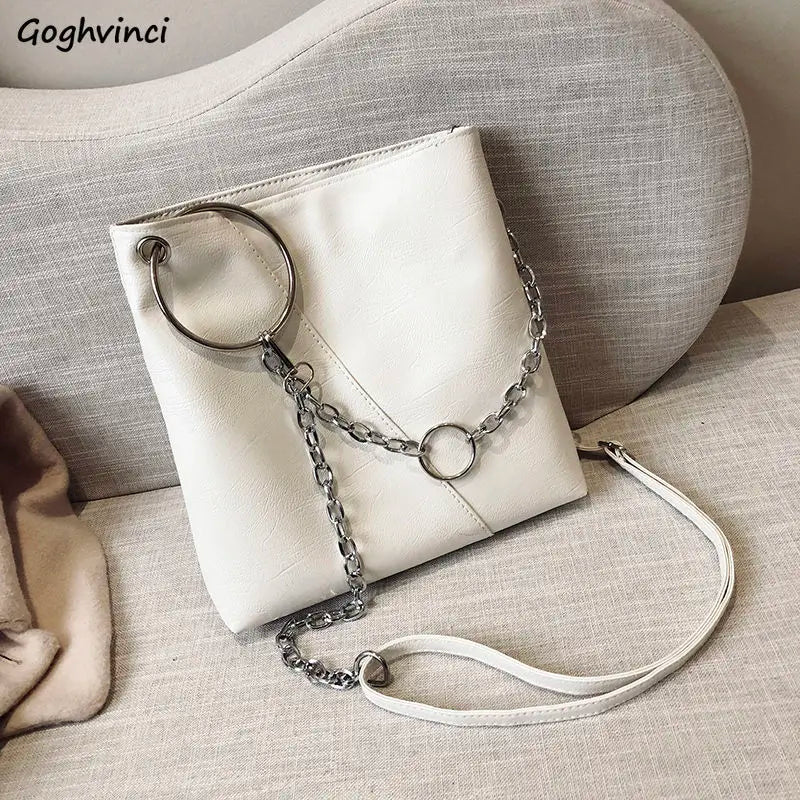 Sequined Shoulder Bag Women's Large Capacity PU Leather Handbag Chain