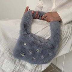 Women's Plush Shoulder Bag with Foreign Air Diamond Handbag
