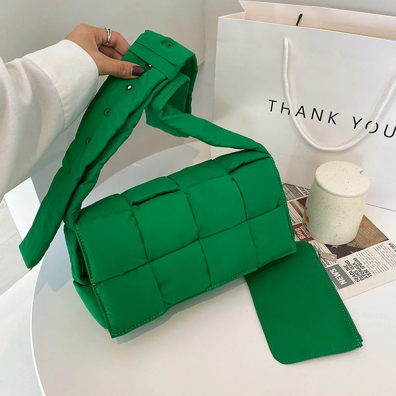 Autumn Winter Woven Messenger Handbag Cotton Dress Women Bags