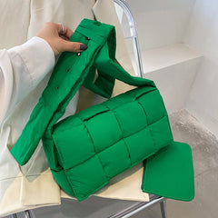 Autumn Winter Woven Messenger Handbag Cotton Dress Women Bags