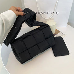 Autumn Winter Woven Messenger Handbag Cotton Dress Women Bags