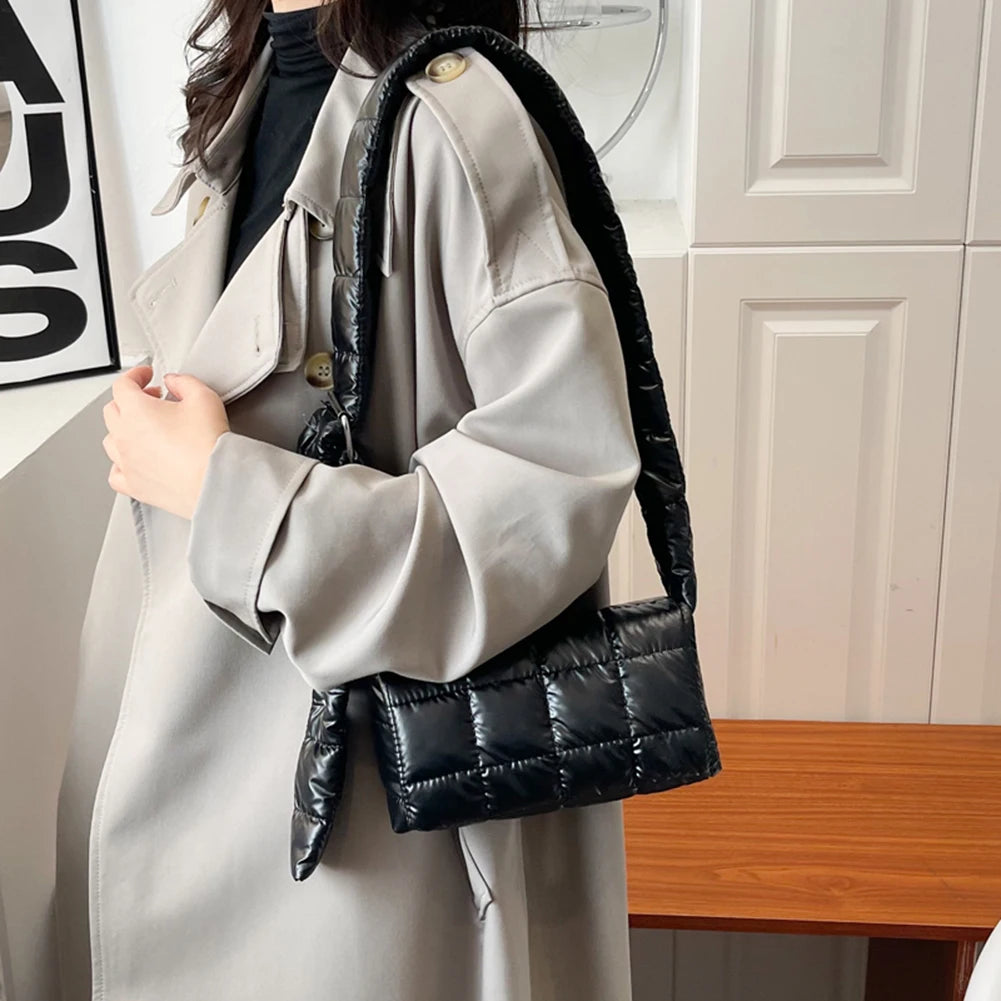 Women Soft Down Shoulder Bag Quilted Cotton-Padded Crossbody