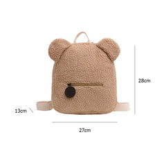 Bear Shaped Fleece Women Backpack Solid Bagpack Shoulder Bags