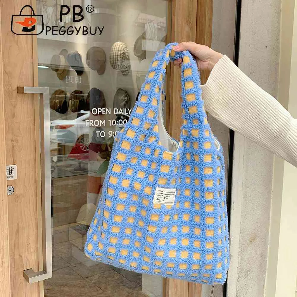 Waffle Plaid Clutch Purse Large Capacity Handbag