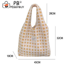 Waffle Plaid Clutch Purse Large Capacity Handbag