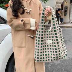 Waffle Plaid Clutch Purse Large Capacity Handbag