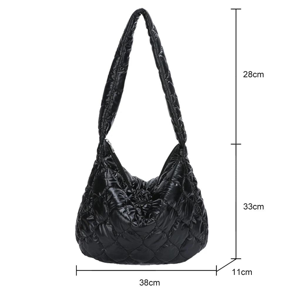Large Capacity Quilted Messenger Bag Lattice Pattern Casual Portable for Girls
