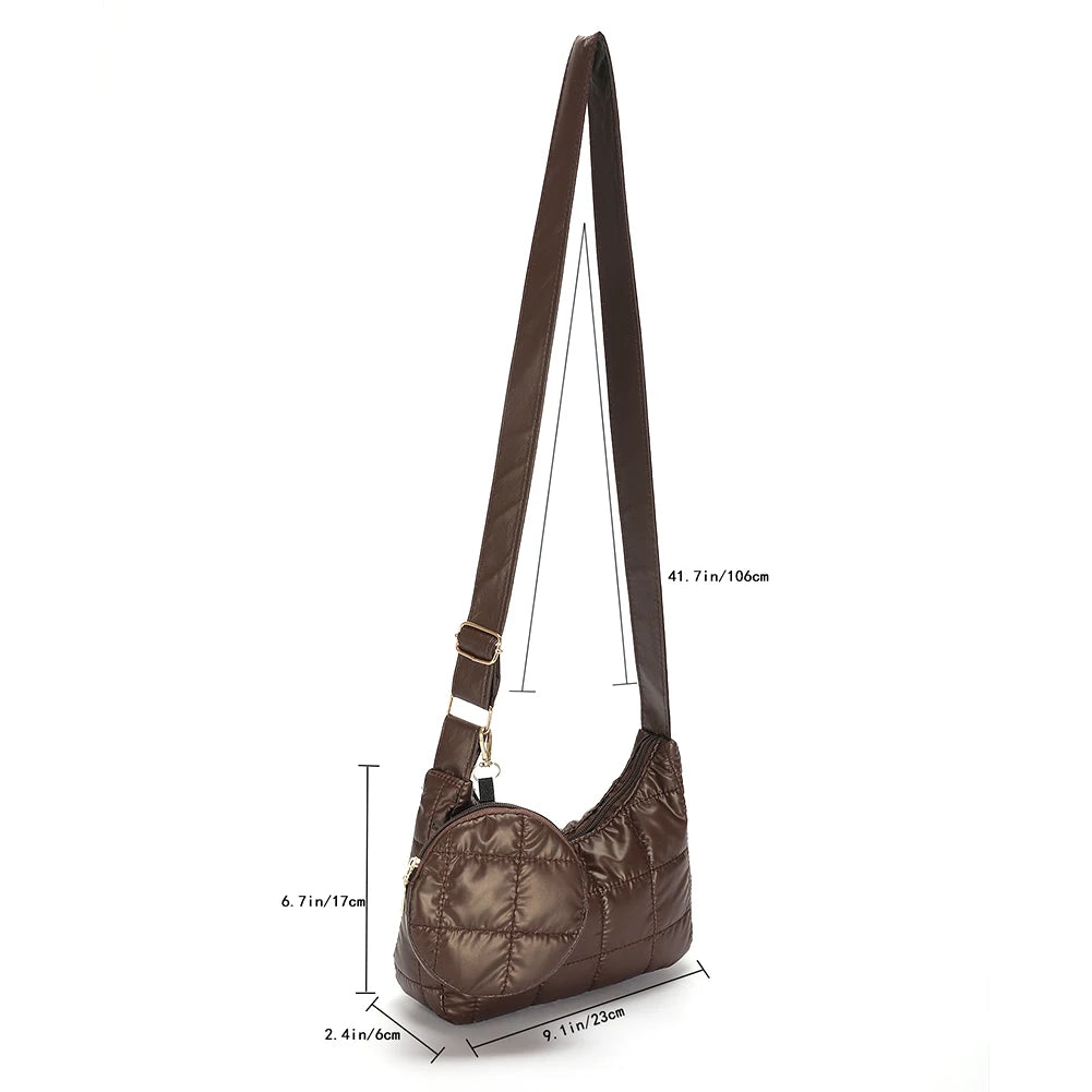 Quilted Crossbody Bag for Women Casual Soft Diamond Pattern with Round Purse
