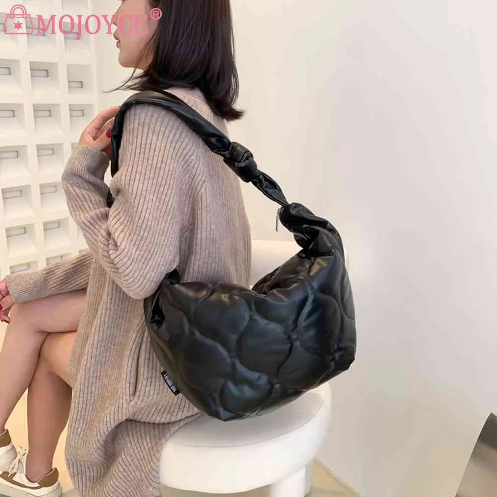 Autumn Winter Crossbody Bags Dumplings Cotton Padded Messenger Bag Solid Handbag