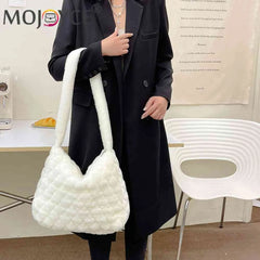 Soft Plush Crossbody Bag Solid Rhombus Pattern Lady Satchel