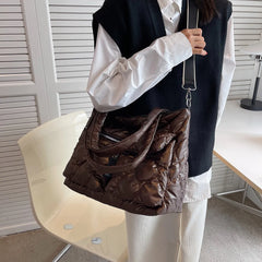 Autumn Winter Down Padded Shoulder Bags Large Capacity Casual Quilted Handbag