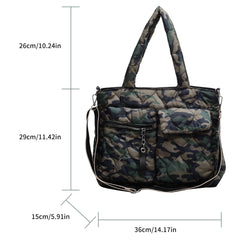 Down Padded Shoulder Bags Large Capacity Casual Quilted Handbag Lady Tote