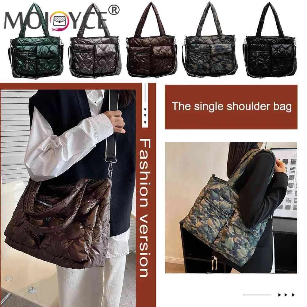 Autumn Winter Down Padded Shoulder Bags Large Capacity Quilted Handbag