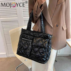 Autumn Winter Down Padded Shoulder Bags Large Capacity Quilted Handbag