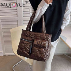 Autumn Winter Down Padded Shoulder Bags Large Capacity Quilted Handbag