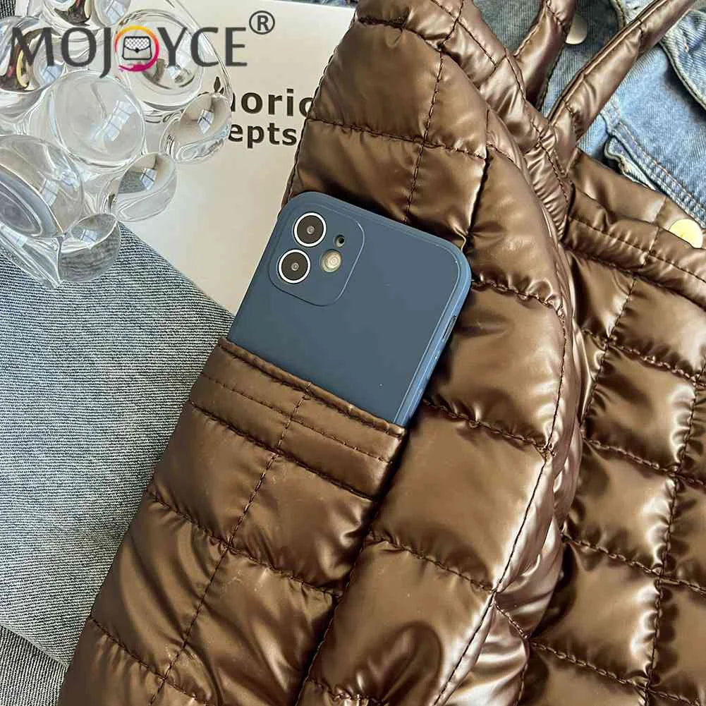 Nylon Quilted Tote Purse Large Capacity for Travel Shopping