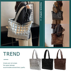 Nylon Quilted Tote Purse Large Capacity for Travel Shopping