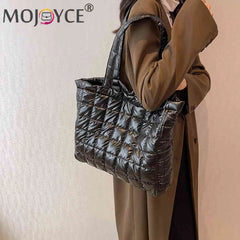 Nylon Quilted Tote Purse Large Capacity for Travel Shopping