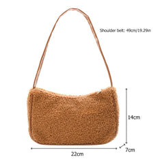 Autumn Winter Woolen Handbag Totes Women Solid Underarm Shoulder Bags
