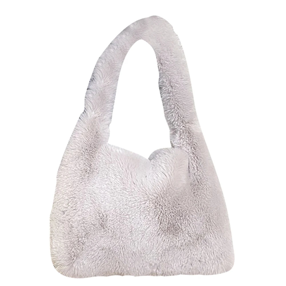 Plush Commuters Bag Women Soft Furry Large Capacity