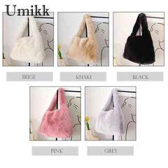Plush Commuters Bag Women Soft Furry Large Capacity