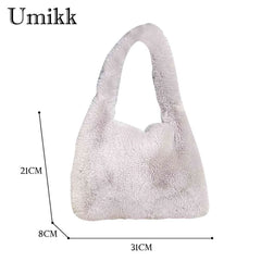 Plush Commuters Bag Women Soft Furry Large Capacity