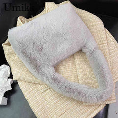 Plush Commuters Bag Women Soft Furry Large Capacity