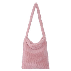 Girls School Bag Large Capacity Plush Fluffy Fur Tote for Travel Work