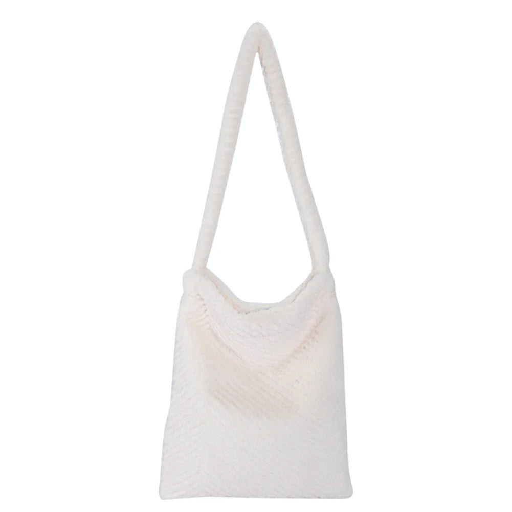 Large Capacity Girls School Bag Soft Plush Fur Tote for Travel Work