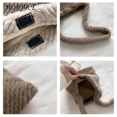 Large Capacity Girls School Bag Soft Plush Fur Tote for Travel Work