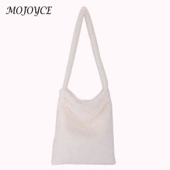 Large Capacity Girls School Bag Soft Plush Fur Tote for Travel Work