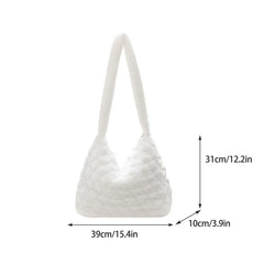 Plush Soft Hand Bag Solid Rhombus Lady Satchel
