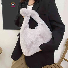 Plush Fluffy Tote Bags for Women, Large Capacity Soft Furry Handbags