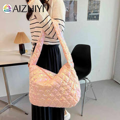 Large-capacity Rhombus Pattern Tote Handbag for Travel Work