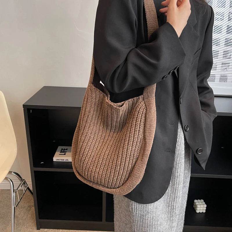 Women's Crossbody Bag Retro Knitting Shoulder Handbag