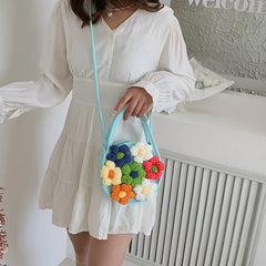 Autumn Winter Style Women's Hand Knitting Printing Crossbody Bag