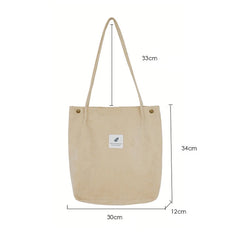 Corduroy Magnetic Button Shoulder Bag Large Capacity